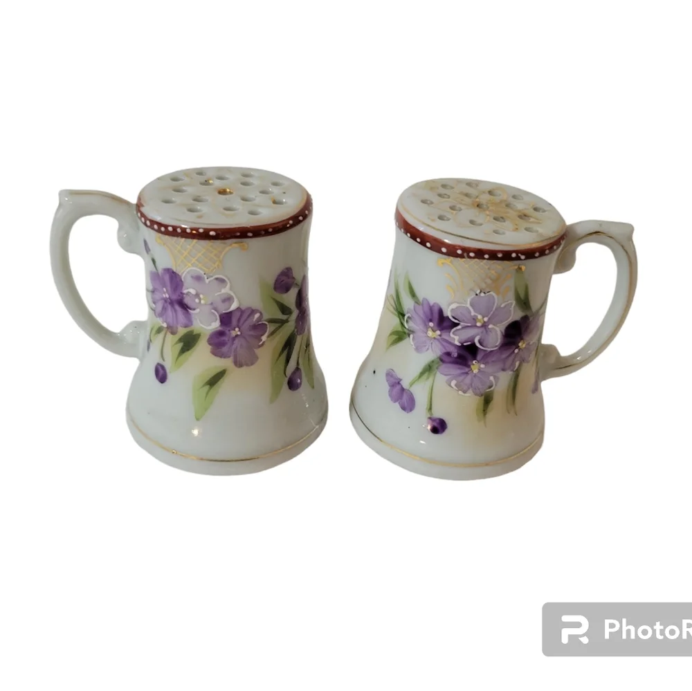 Vintage Handpainted Porcelain Salt Pepper Shaker Set